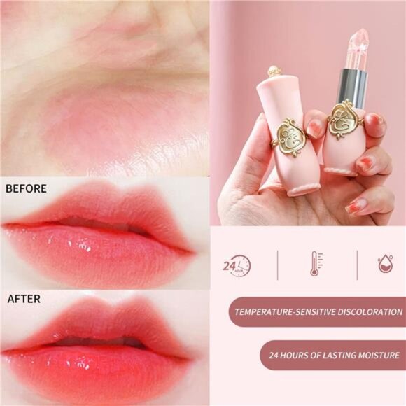 6 Pcs/Set Flower Jelly Lipstick Set Temperature Change Moisturizer Long Lasting - Picture 2 of 7